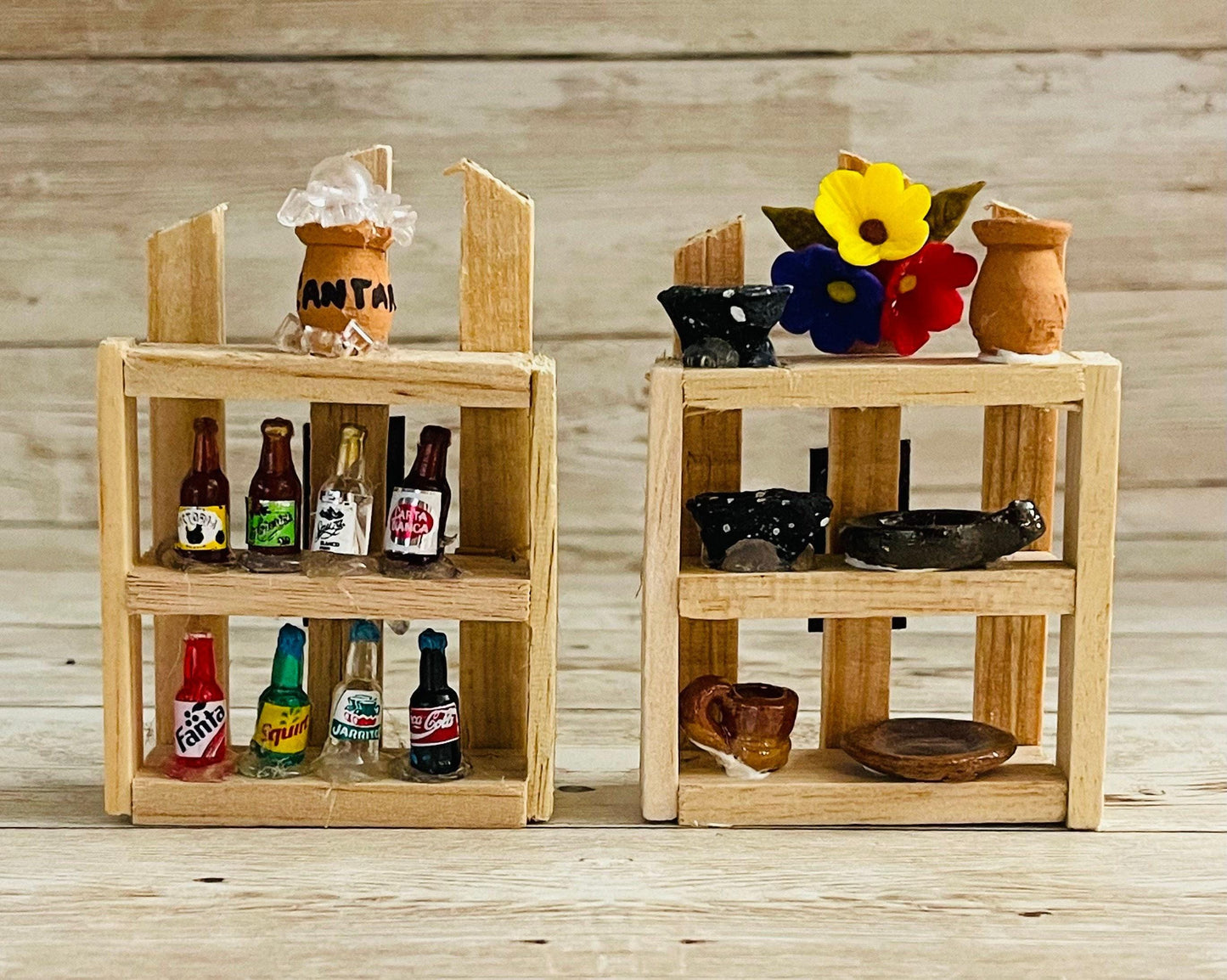 2x Mexican Kitchen Magnet Trasterito with Miniature Accessories 2 Trasteritos de Cocina con Accesorios en Miniatura y Iman
