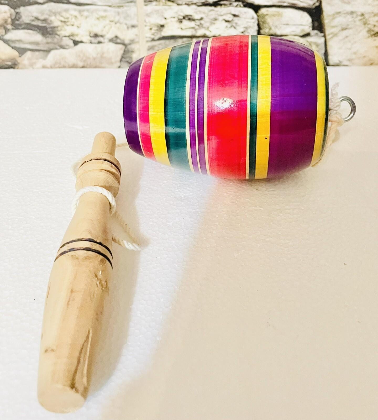 2 Multi Color Wood Baleros Traditional Toy 2 Baleros Mexicanos 1 Big 1 Small