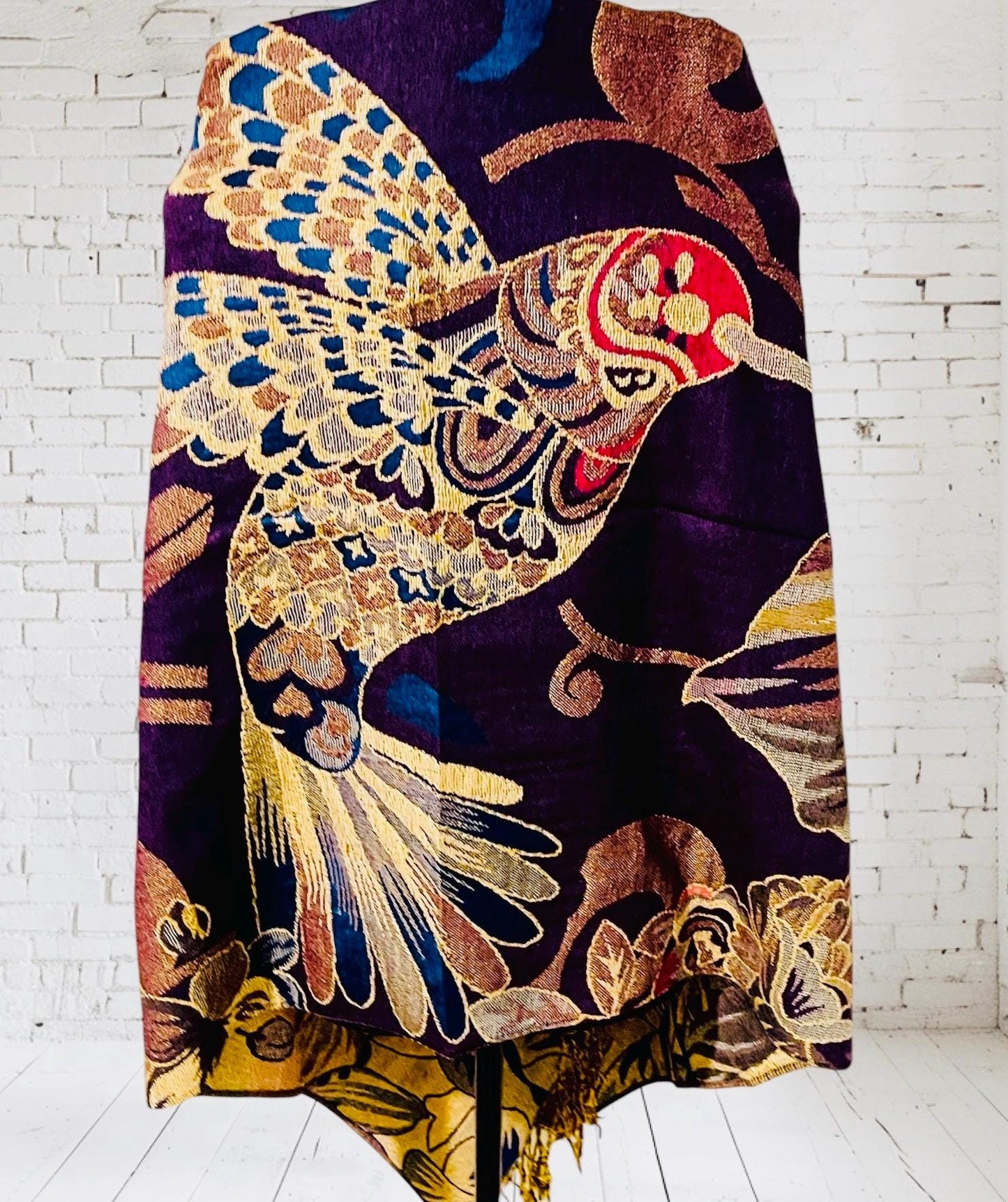 Artesenal Hummingbird Thin Shawl Wrap Reboso Pashima Artesanal Mexicano Delgado de Colibri