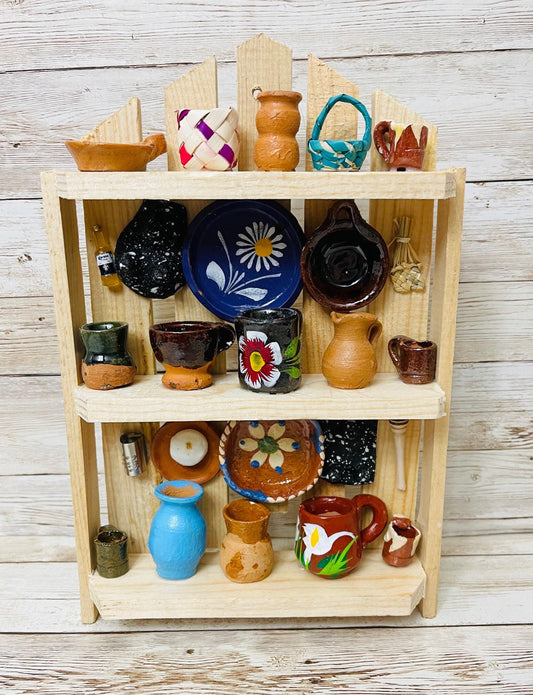 Mexican Kitchen Trasterito with Miniature Accessories Trasterito de Cocina con Accesorios en Miniatura