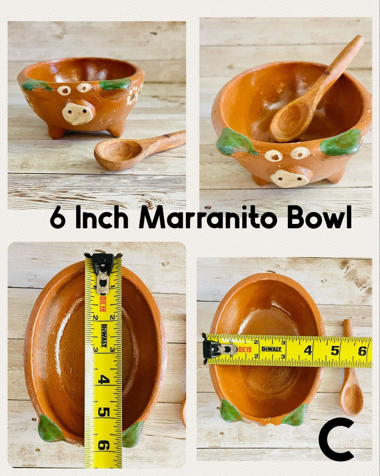 Terra Cotta Mexican Pottery Salsa Pig Bowl with Spoon Salsera de Barro Mexicana de Marranito con Cuchara