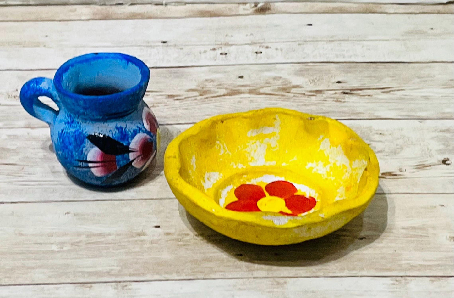 1 Platito y 1 Tazita de Barro Mexicano Chico 1 Small Mexican Clay Plate and 1 Terra Cota Clay Cup