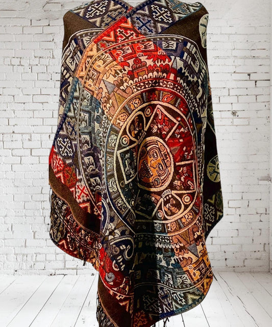 Maya Calendar Mexican Thin Shawl Wrap Reboso Mexicano de Calendario Maya/Azteca Delgado