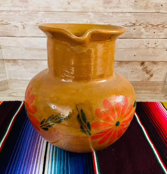 Terra Cotta Mexican Art Pottery Pitcher Jarra Artesanal Mexicana de Barro
