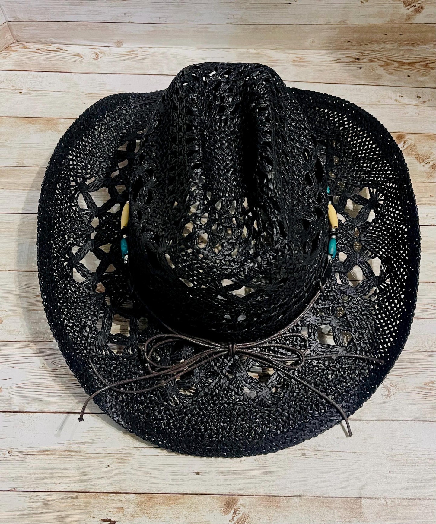 Black Cowboy Hat One Size Sombrero Negro Vaquero con Toquilla