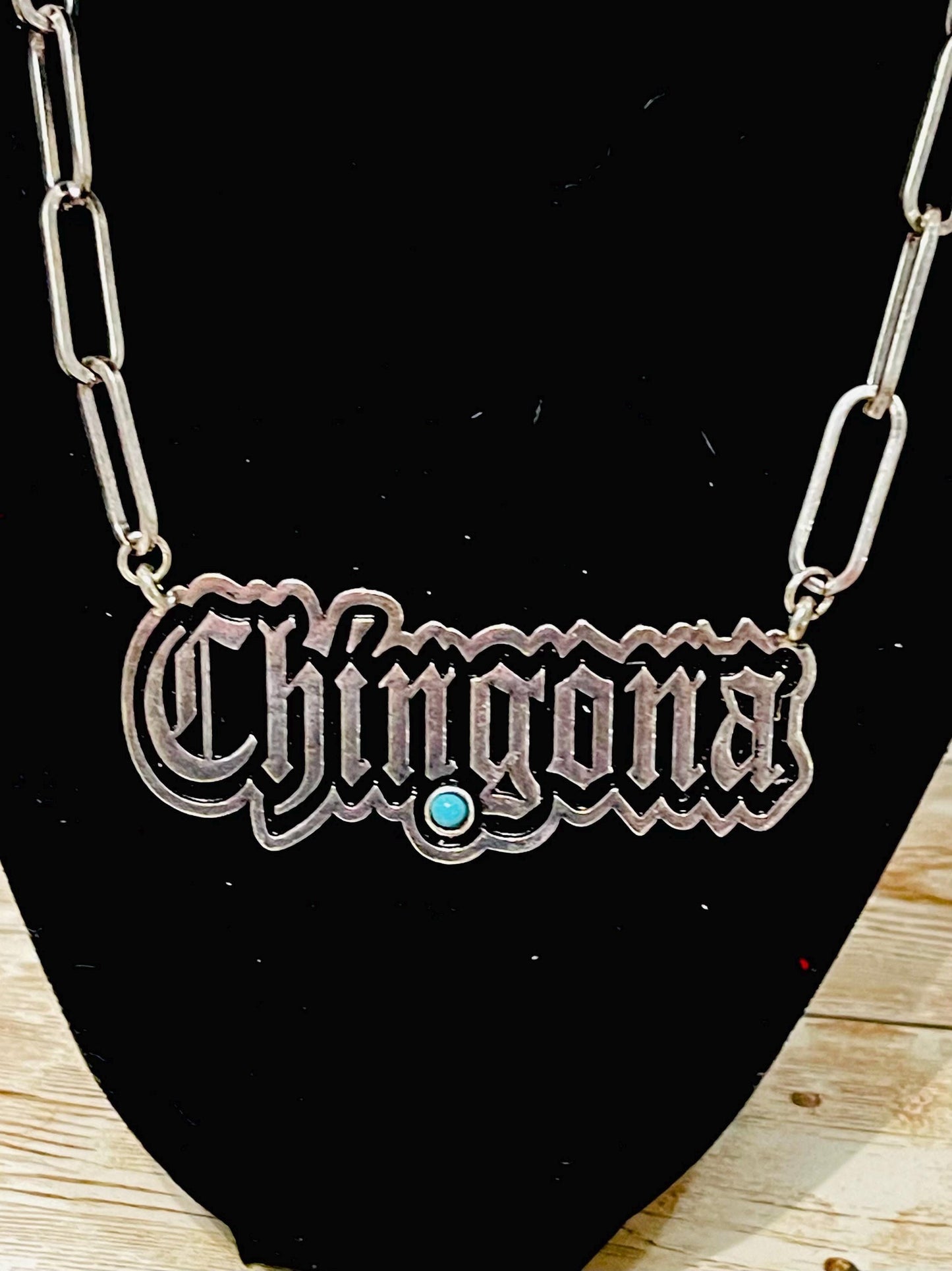 Chingona Necklace Pendant Set With Earrings Set De Cadena Y Aretes CHINGONA