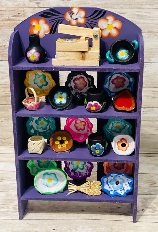 Mexican Kitchen Trasterito with Miniature Accessories Trasterito de Cocina con Accesorios en Miniatura