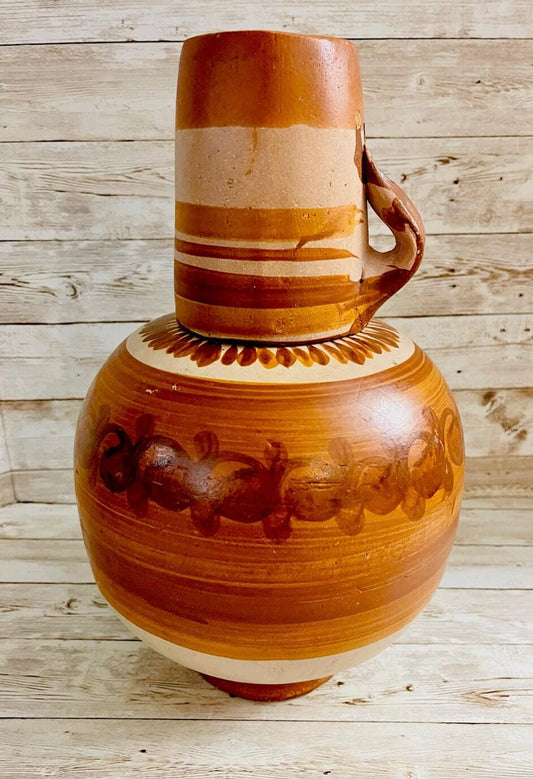 Mexican Clay WaterJug & Cup Botellón Garrafón de Barro Mexicano