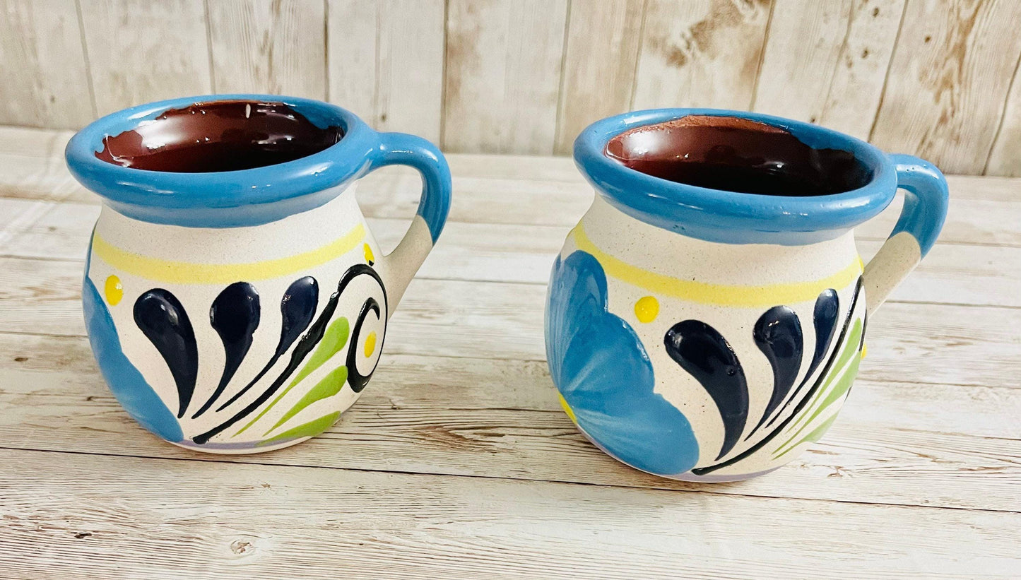 Terra Cotta Mexican Art Pottery Pitcher and Cups Jarra Artesanal Mexicana