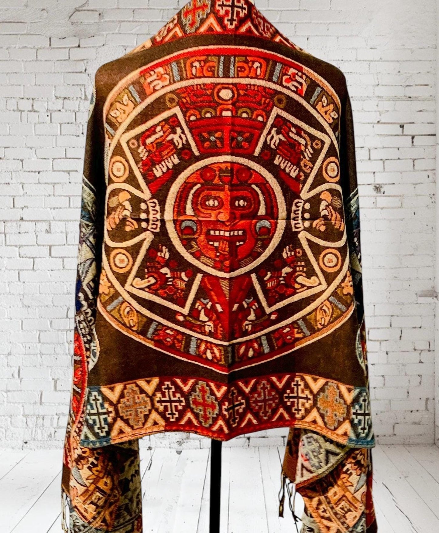 Maya Calendar Mexican Thin Shawl Wrap Reboso Mexicano de Calendario Maya/Azteca Delgado