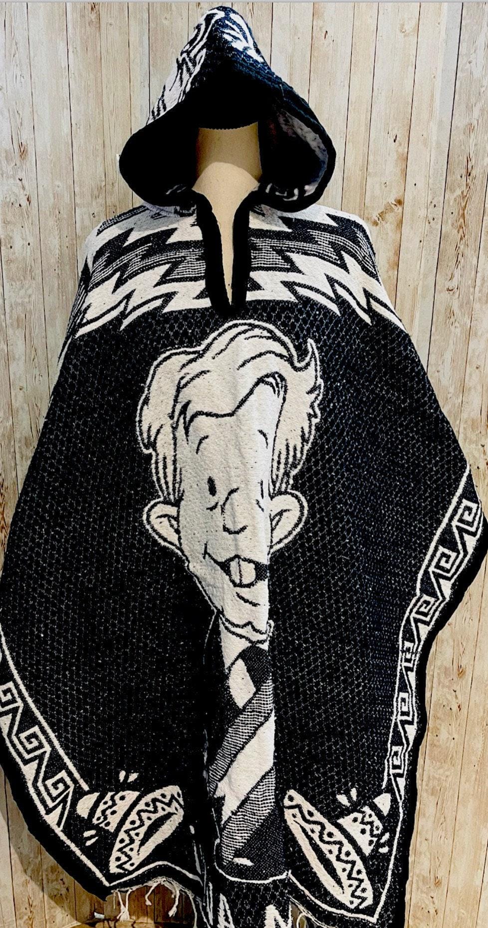 Mexican Poncho Gavan De Amlo Manuel Lopez Obrador con Gorro Mexican PONCHO with Hoodie