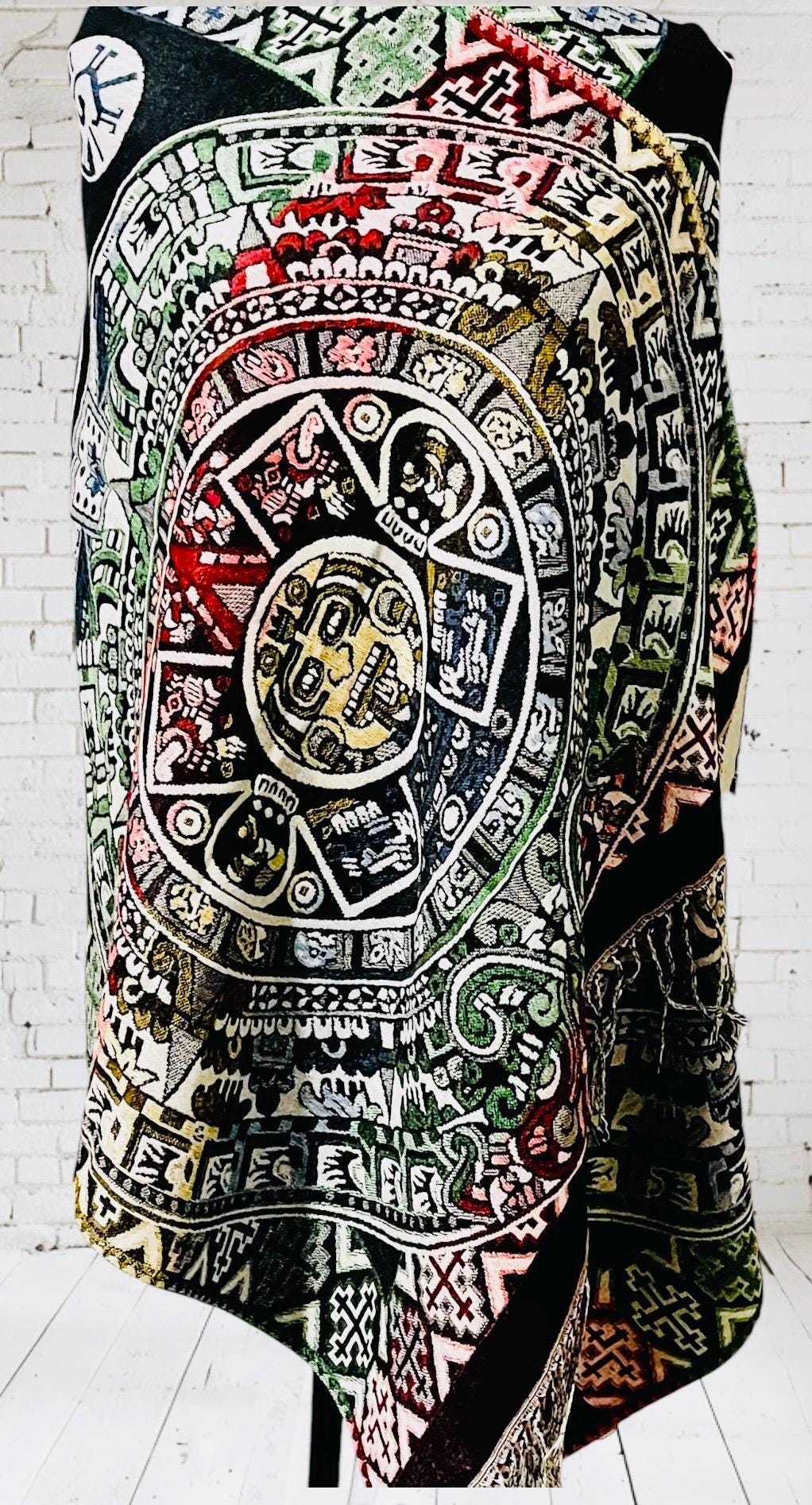 Maya Calendar Mexican Thin Shawl Wrap Reboso Mexicano de Calendario Maya/Azteca Delgado