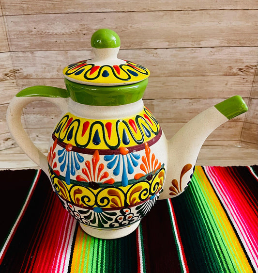 Terra Cotta Mexican Art Pottery CoffeeTea Pot Jarra Lechera Cafetera Artesanal Mexicana Engove