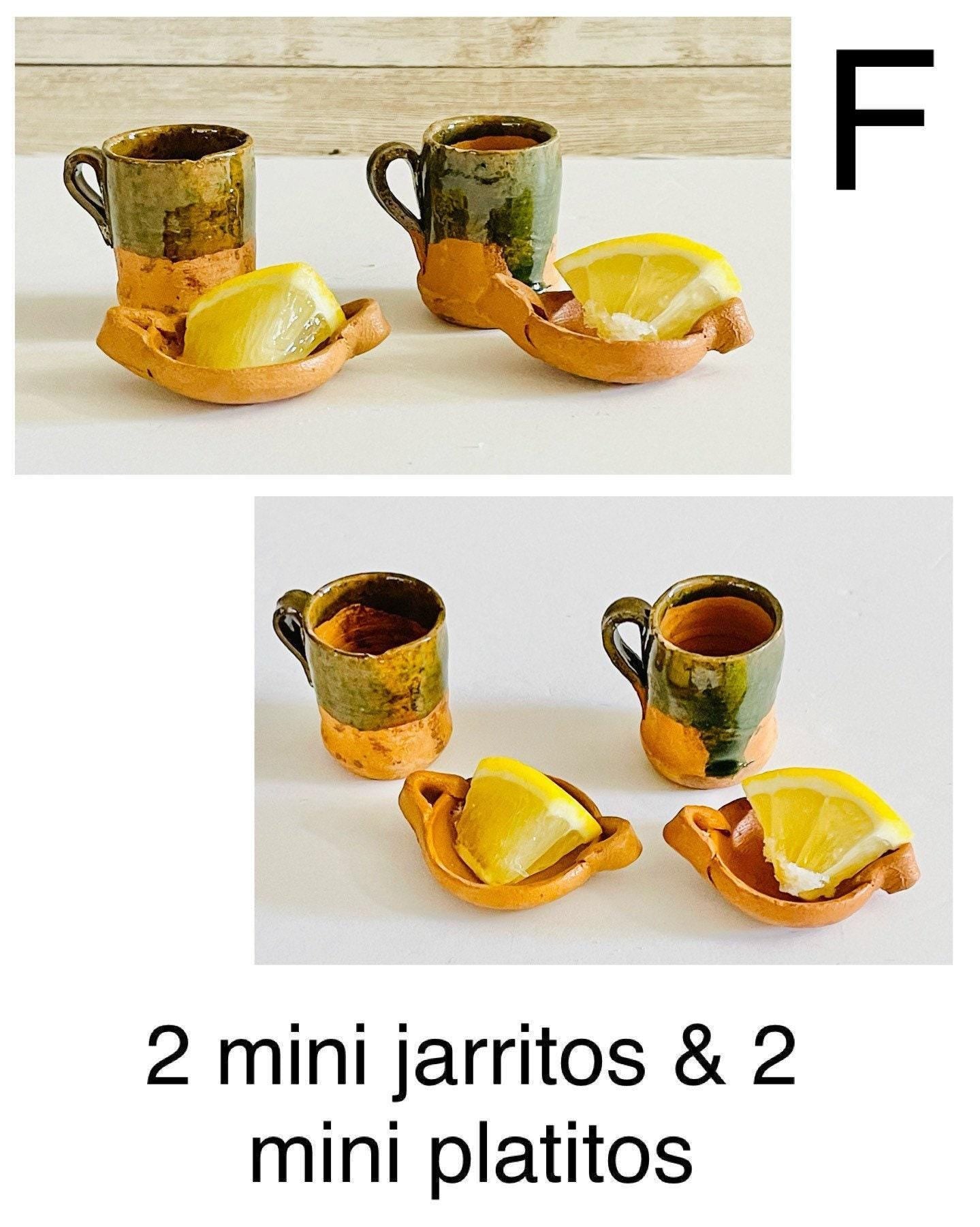 Mini Cantaritos for Tequila Shots with Mini Plates Mini Tequileros Y Cazuelitas de Barro