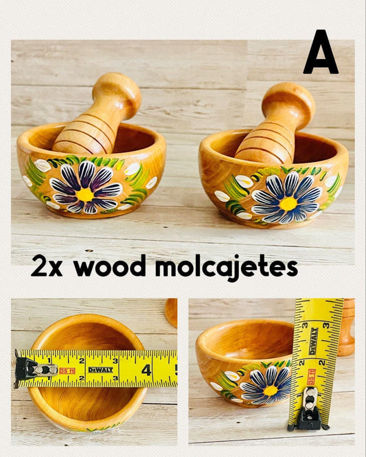 Molcajete/Tejolote Authentic Mexican Mortar & Pestle Made From Wood Molcajete Mexicano de Madera