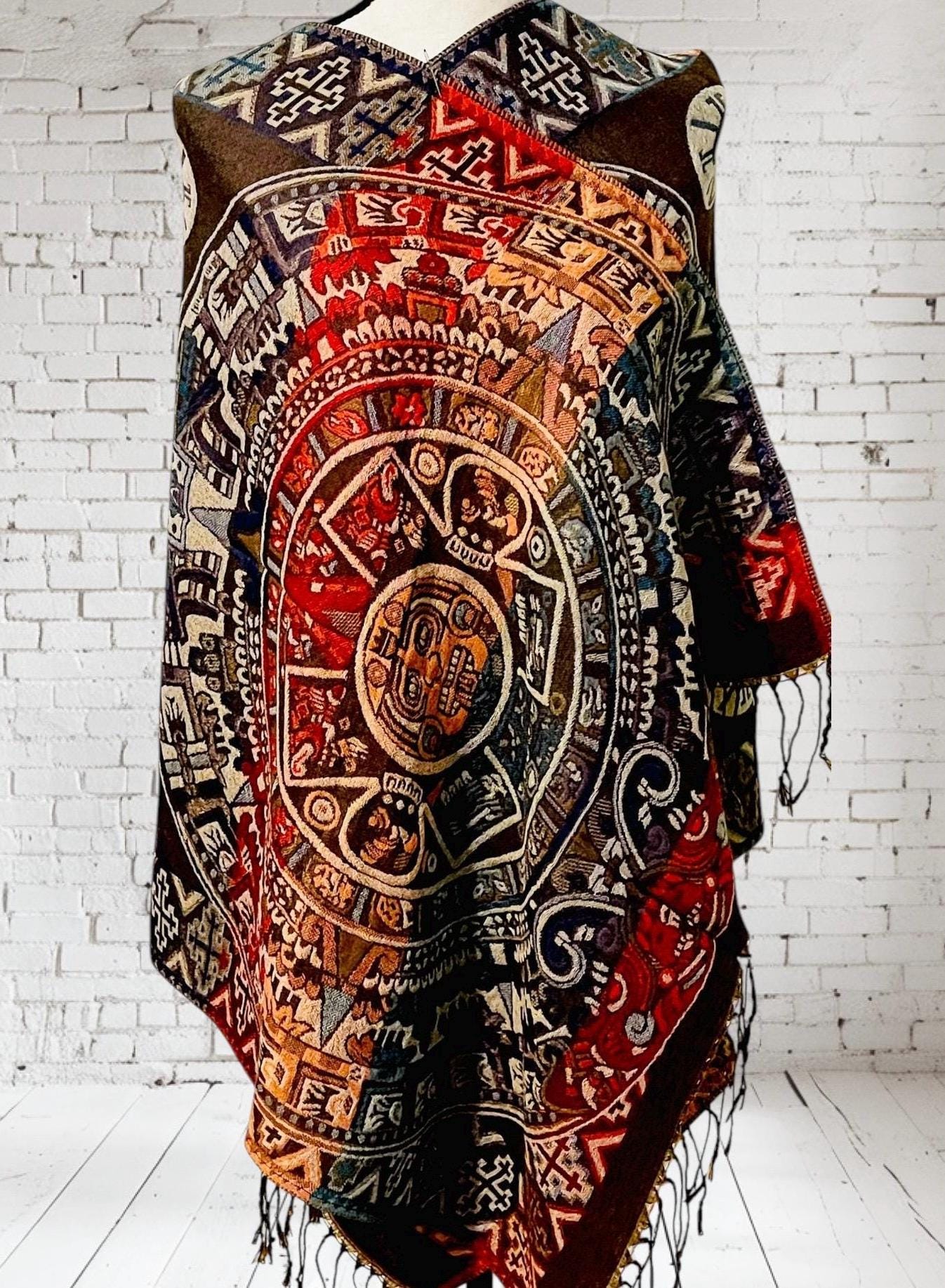 Maya Calendar Mexican Thin Shawl Wrap Reboso Mexicano de Calendario Maya/Azteca Delgado