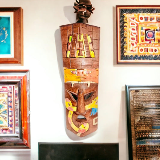 Prehistoric Wooden Mask Mayan Culture Hsnd Carved Mexican Wall Art Artesanias Mexicana Mascara Maya De Madera
