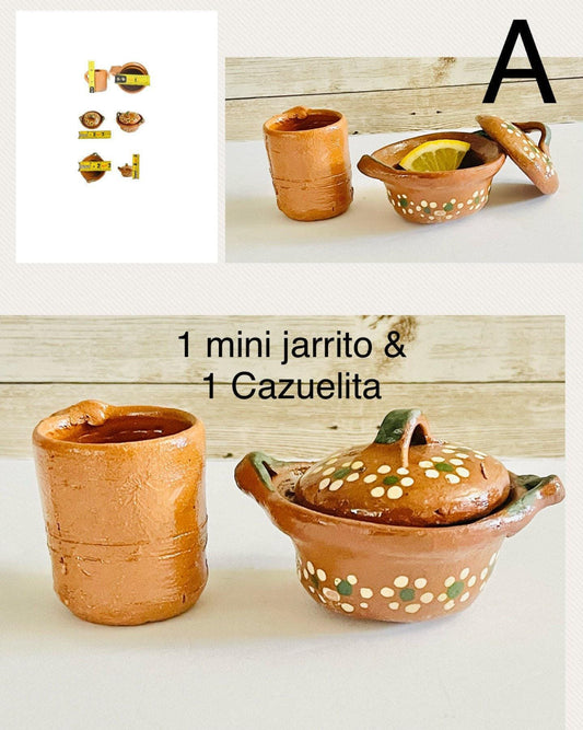 Mini Cantaritos for Tequila Shots with Mini Plates Mini Tequileros Y Cazuelitas de Barro