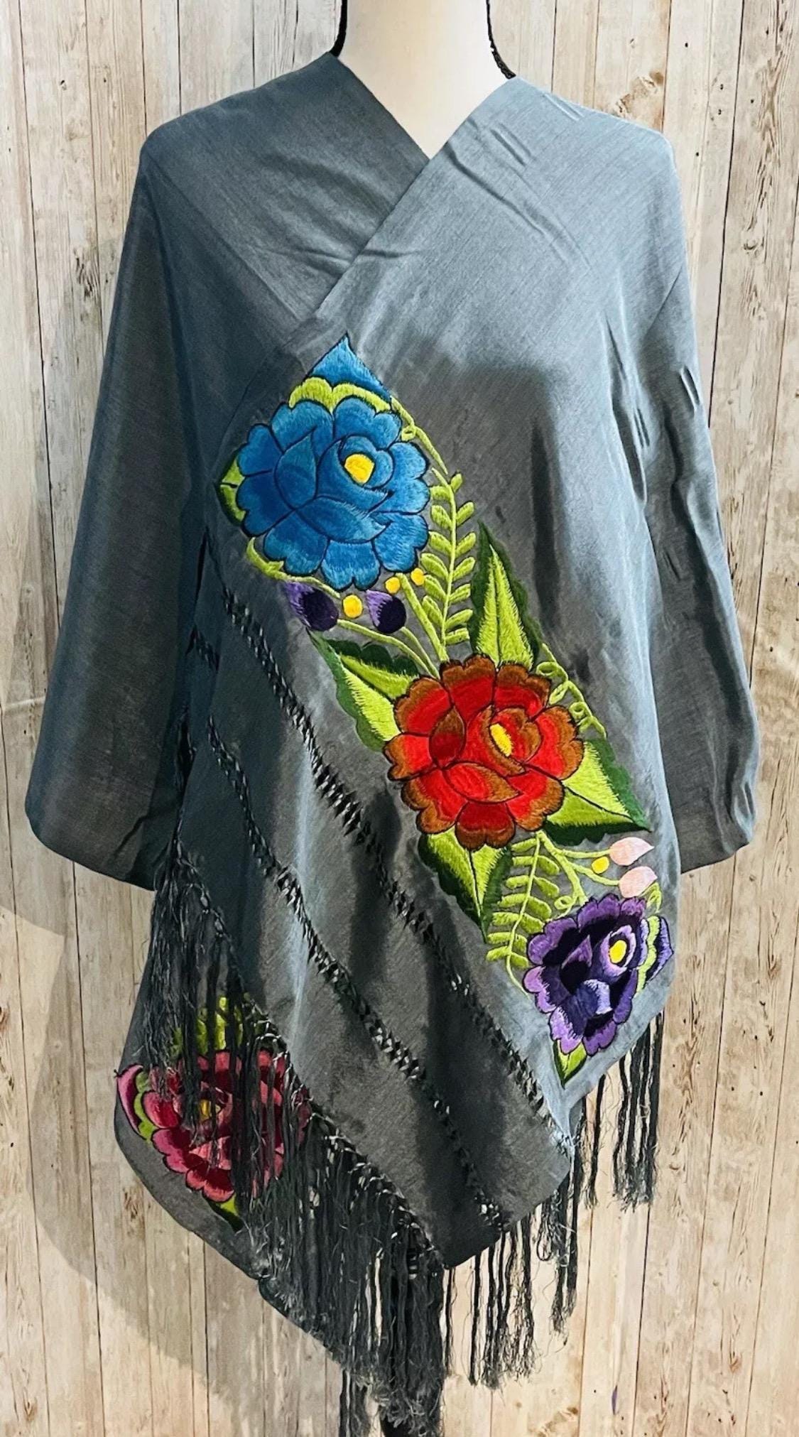 Embroidered Silk Handmade Mexican Shawls Rebosos Bordados en Ceda
