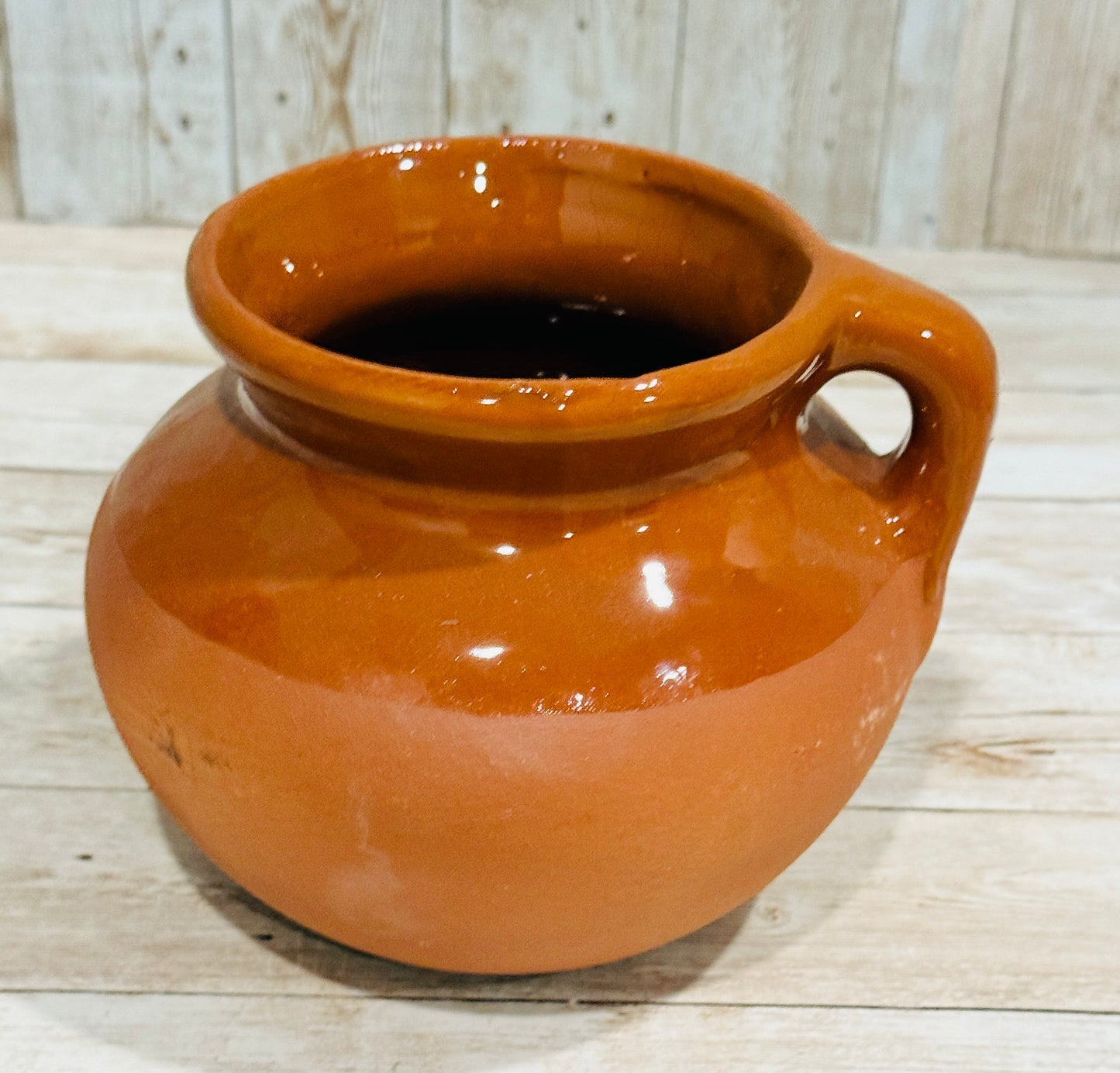Olla de Barro Chocolatera con 1 Molinillo de Madera Terra Cota Hot Chocolote Pot with 1 Wood Molinillo Grinder