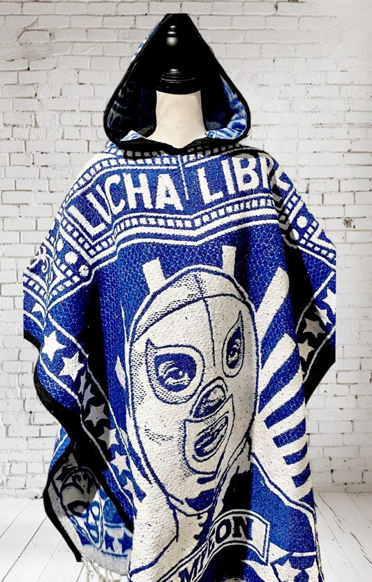 Mexican Poncho Gavan de Lucha Libre El Santo y Blue Demon