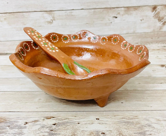 Authentic Mexican Molcajete with Spoon Molcajete Mexicano de Barro con Cuchara