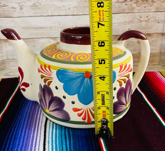 Terra Cotta Mexican Art Pottery CoffeeTea Pot Jarra Lechera Cafetera Artesanal Mexicana Engove