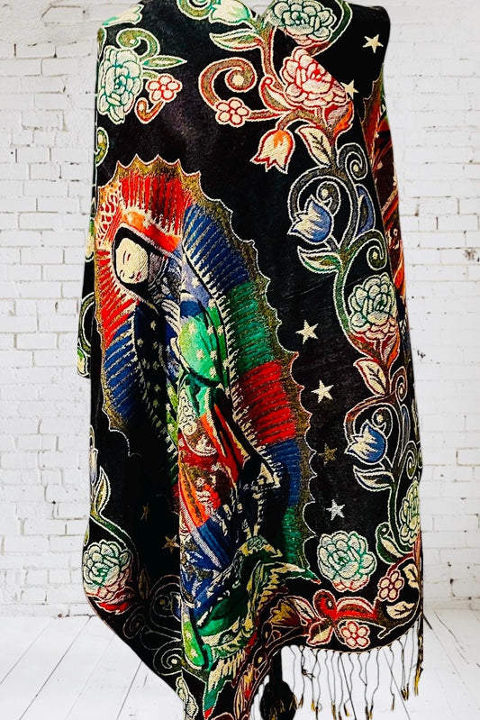 Mexican Thin Virgin Mary Mexican Shawl Pashima Reboso Wrap Reboso de La Virgen Maria Delgado