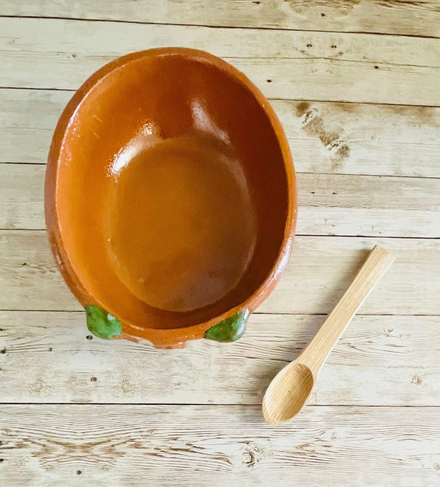 Terra Cotta Mexican Pottery Salsa Pig Bowl with Spoon and Salt Shaker Salsera de Barro Mexicana de Marranito con Cuchara y Salero