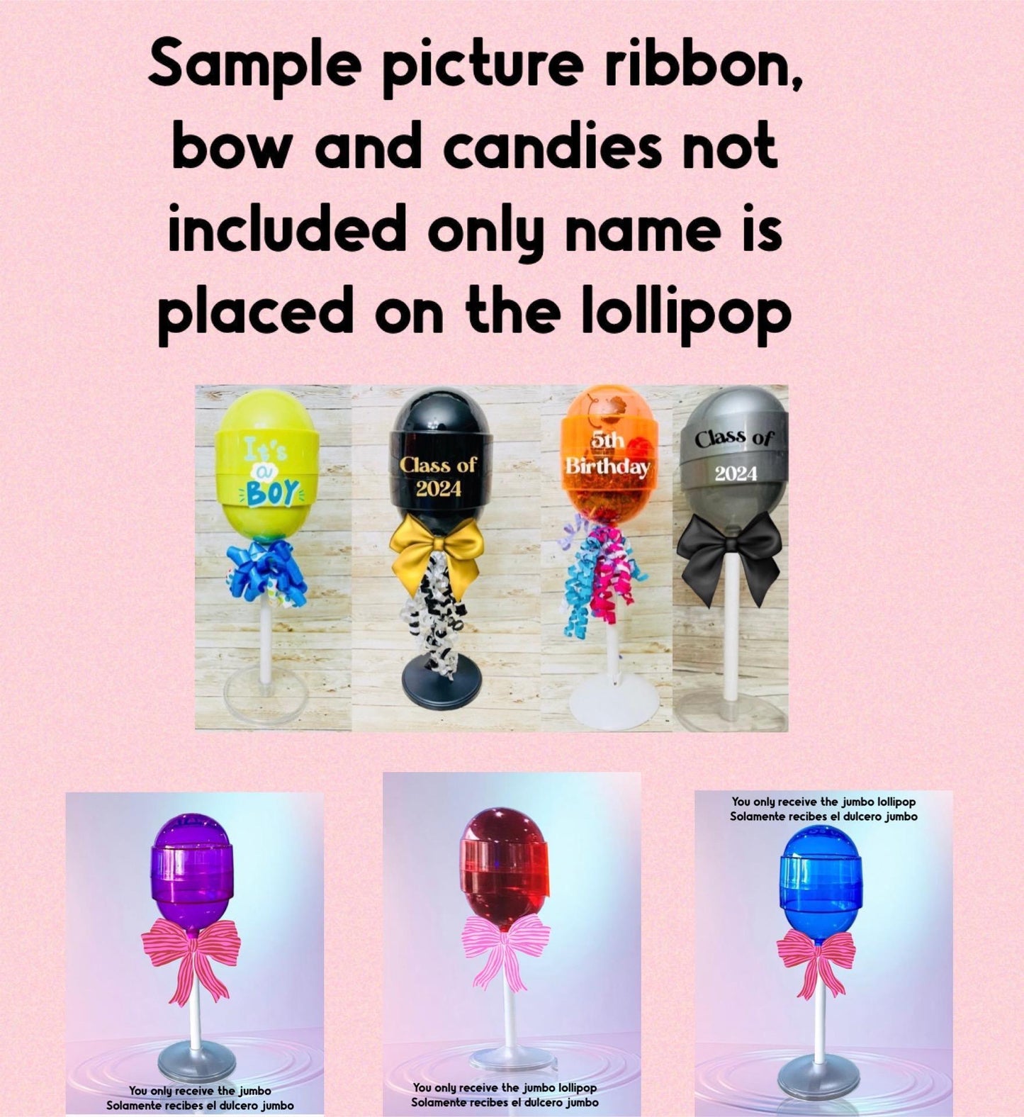 Personalized Jumbo Tootsie Roll Lollipop for Candies Centerpieces Graduations Dulcero Personalizado Jumbo Tootsie Roll Centro de Mesa