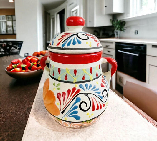 Olla de Barro Frijolera con Tapa Terra Cota Pot with lid Fits Up To 128 Fl. Oz