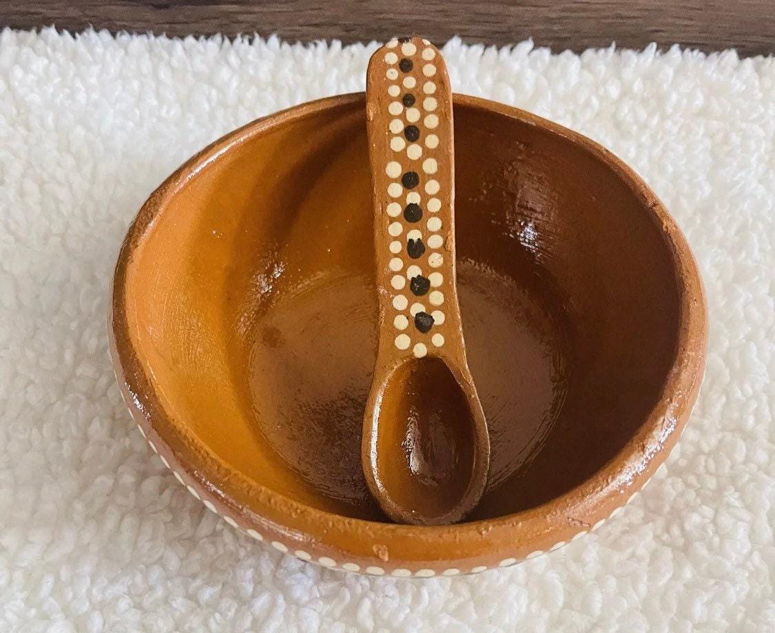 Salsero oh Molcajete De Barro con Cuchara Terracota Salsa Molcajete Clay Bowl with Spoon