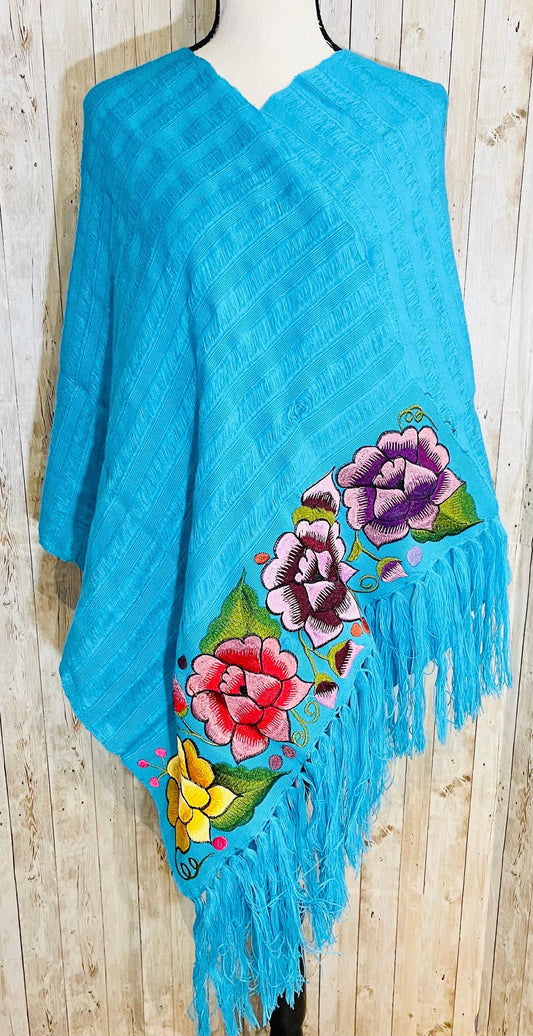 Embroidered Handmade Mexican Shawl Reboso Bordados en Telar