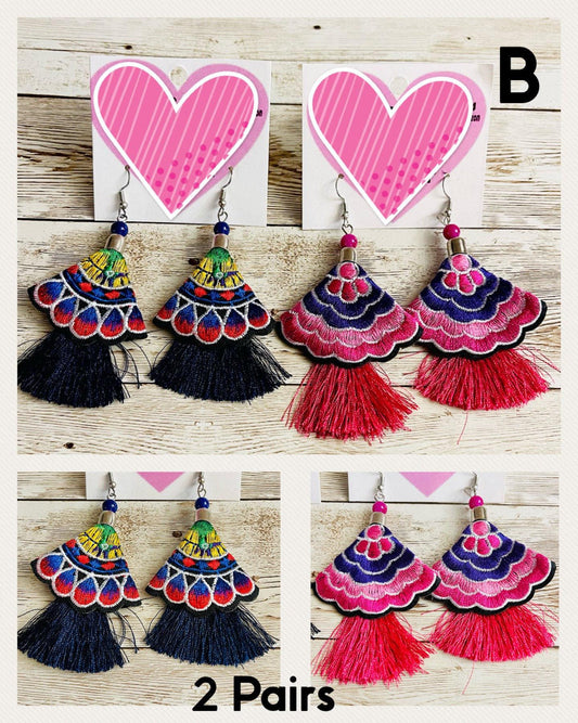 Mexican Artesanal Pompom Earrings Aretes Artesenales Mexicanos