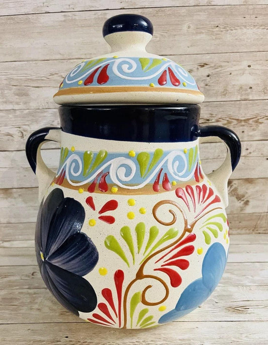 Olla de Barro Frijolera con Tapa Terra Cota Pot with lid Fits Up To 128 Fl. Oz