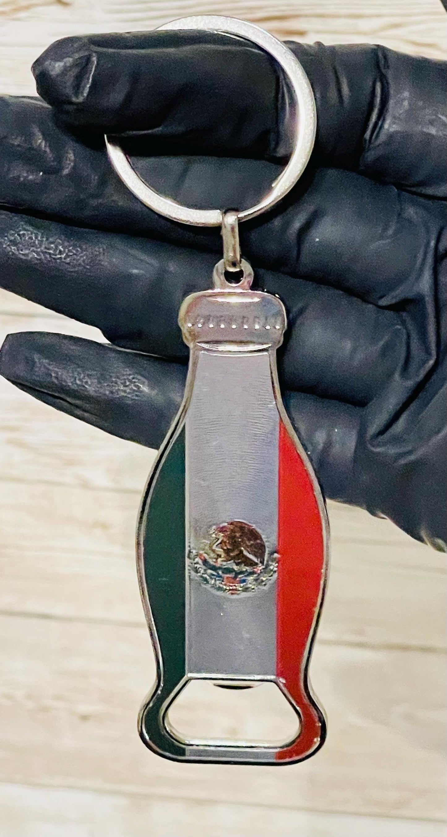 2 Mexican Keychains 1 Bottle Opener and 1 Mexican Shirt with Mexico Colors 2 Llaveros 1 Llavero Destapador y 1 Llavero de Camiseta Mexicana
