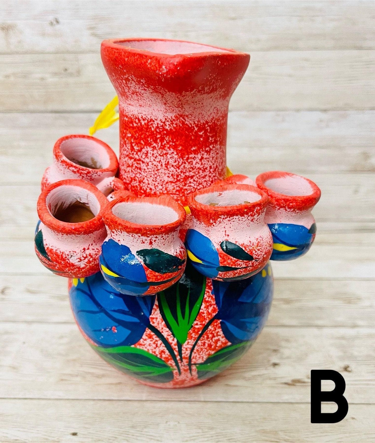 Terra Cotta Mexican Art Pottery Tequilero With 5 Mini Jarritos Licorera Artesanal Mexicana con 5 Mini Jarritos
