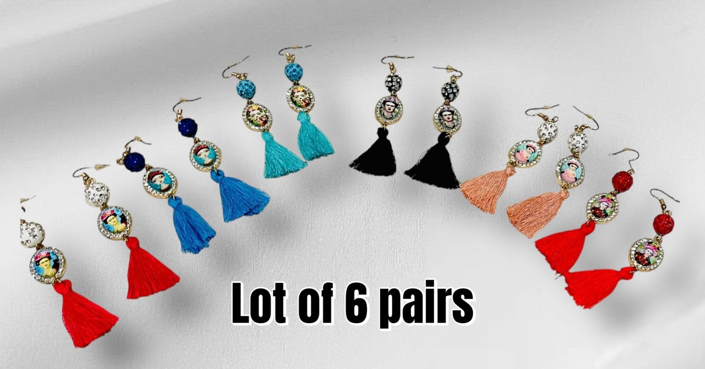 Frida Kahlo Drop Dangle Earrings Aretes de Frida Kahlo