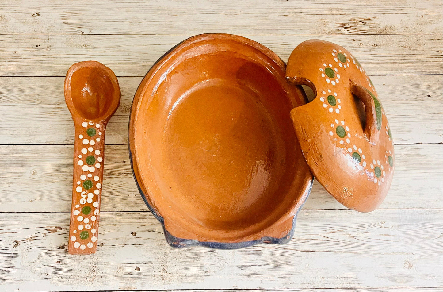 Terra Cotta Mexican Pottery Salsa Pig Bowl with Spoon Salsera de Barro Mexicana de Marranito con Cuchara
