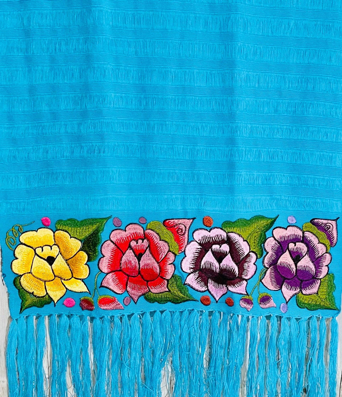 Embroidered Handmade Mexican Shawl Reboso Bordados en Telar