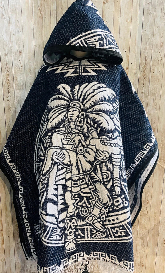 Mexican Poncho Aztec Calendar Poncho Gavan Calendario Azteca con Amor Eterno