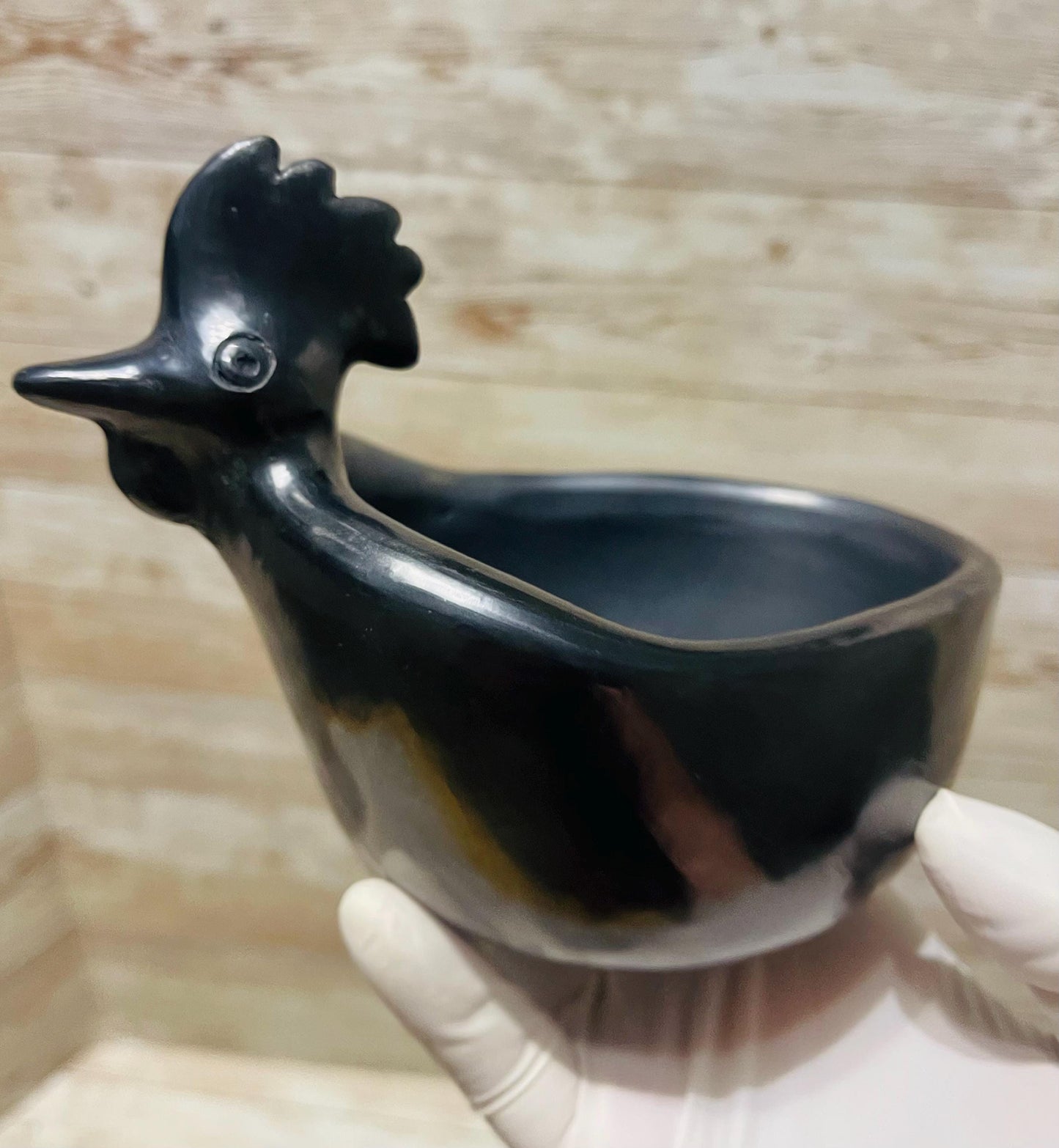 Black Oaxacan Mexican Clay Art Pottery Salsa Bowl with Spoon Salsero con Cuchara de Barro Negro Artesanal Hecho en Oaxaca