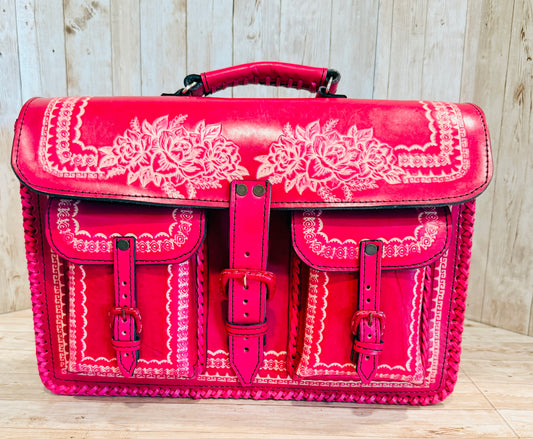 Unisex Leather Handmade Portfolio Leather Business Briefcase Mexican Artesanal Satchel Portafolio Artesanal de Piel de Cuero Amartillado