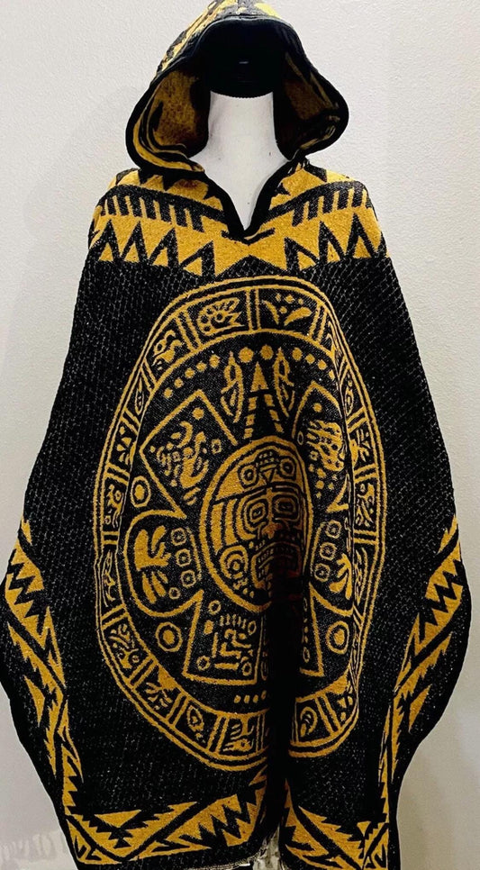 Mexican Poncho Aztec Calendar Poncho Gavan Calendario Azteca con Amor Eterno