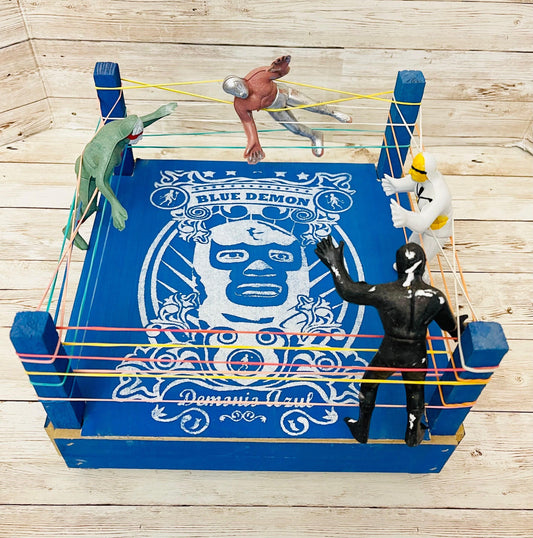 Mexican Lucha Libre Toy Wrestler Fighting Ring with 4 Luchadores Ring de Luchadores con 4 Figuras