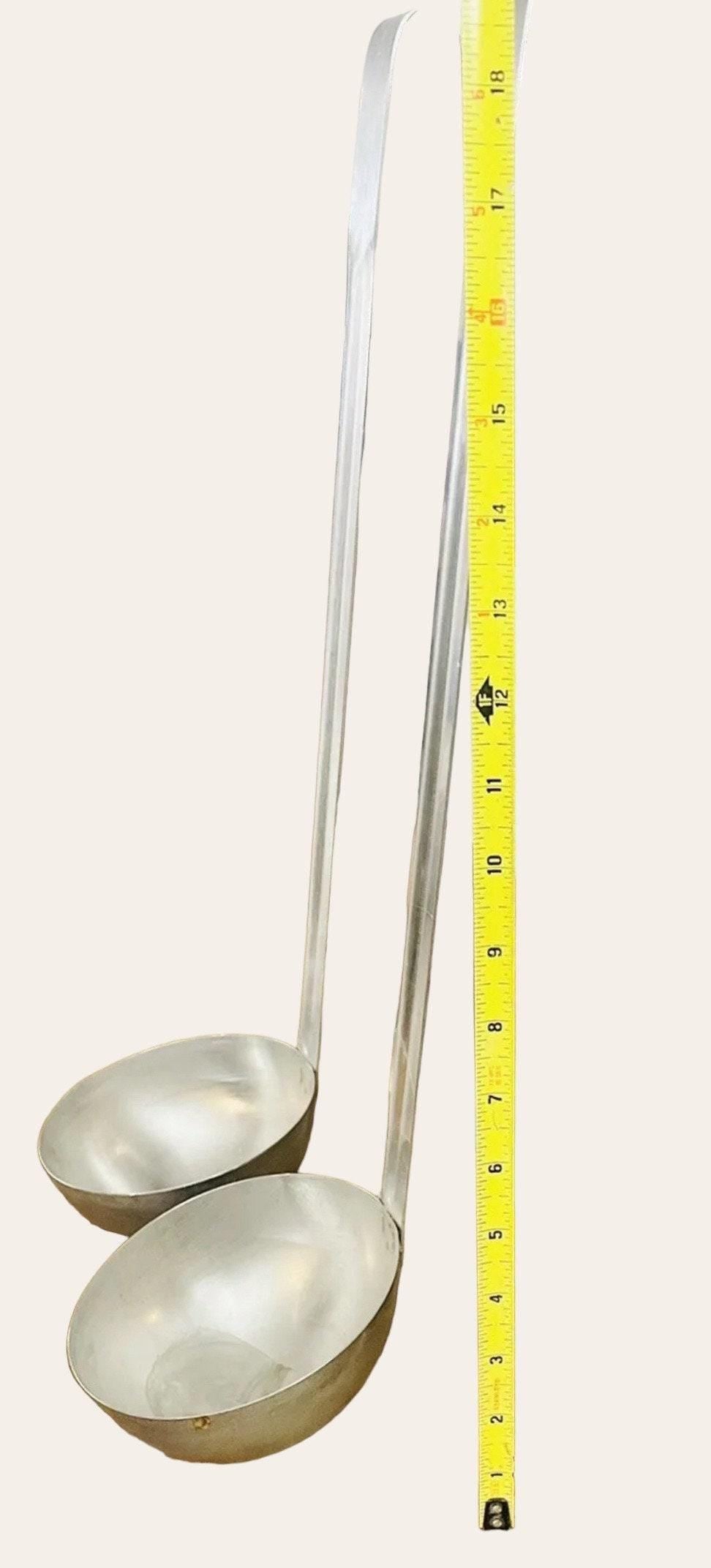 Mexican Ladle Aluminum Hooked Handle Spoon for Vitrolero Lemonade Soup Cucharon De Aluminio Mexicano
