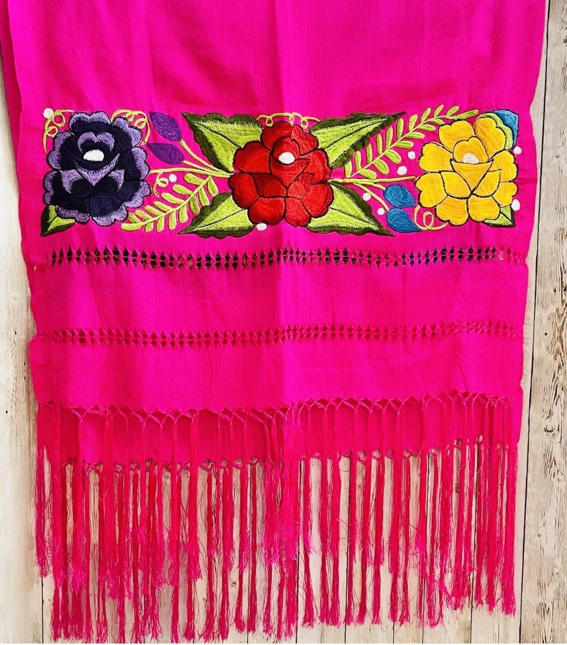 Embroidered Silk Handmade Mexican Shawls Rebosos Bordados en Ceda