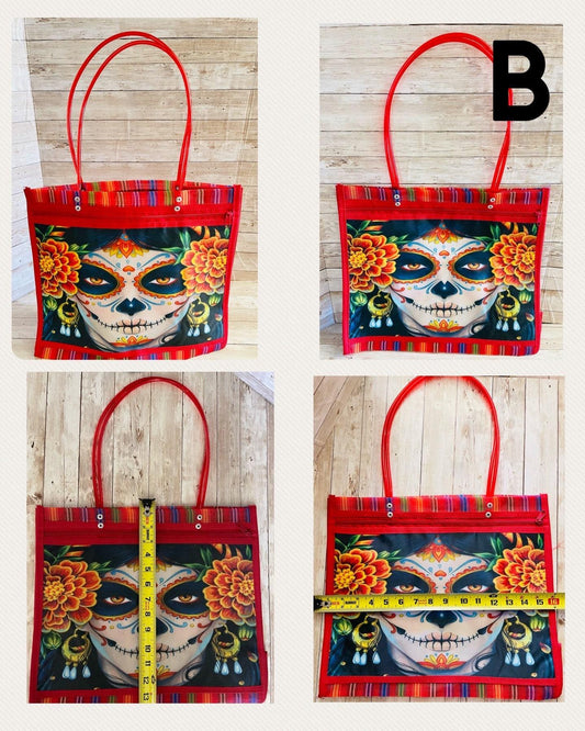 Day of the Dead Reuseable Mesh Mercado Bags Bolsas de Maya de Dia De Muertos Catrinas