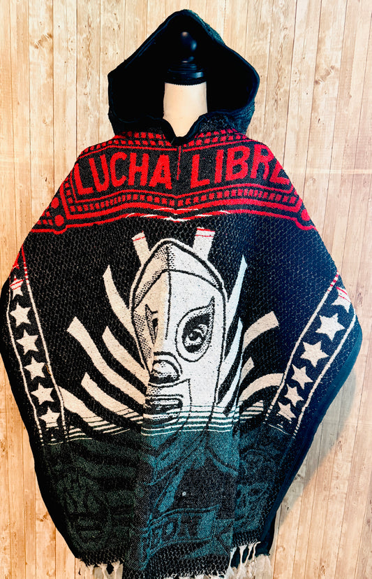 Mexican Poncho Gavan de Lucha Libre El Santo y Blue Demon