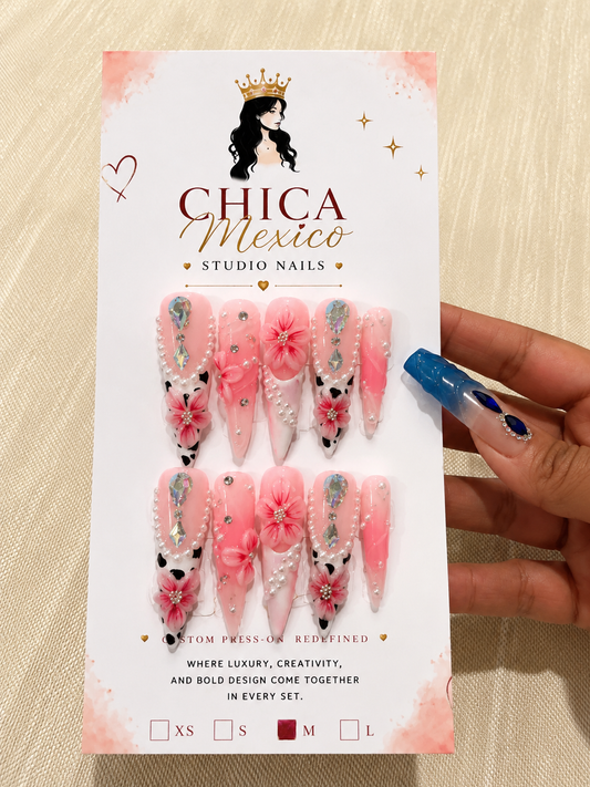 Blush Bloom 3D Floral Press-On Nails